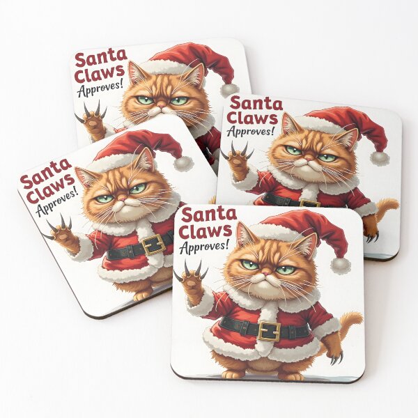 Item preview, Santa Claws Approves - Grumpy Cat Christmas Tee designed and sold by InkExpression.