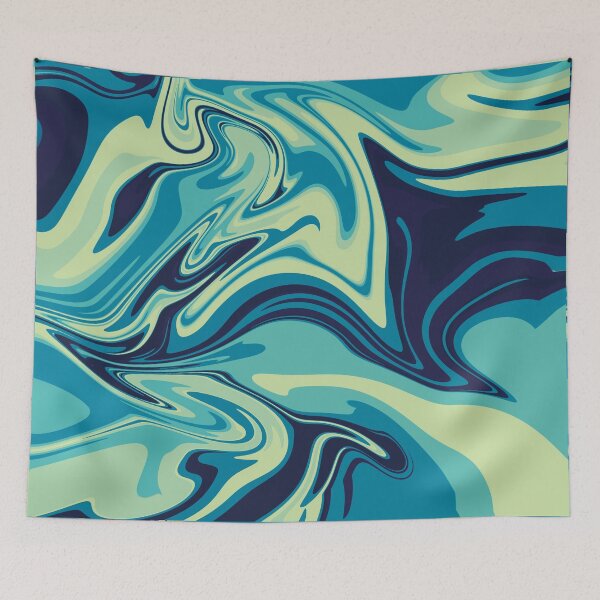 Item preview, Hydrodip Blue And Green Y2K Psychedelic Abstract Pattern designed and sold by Skull Fern.