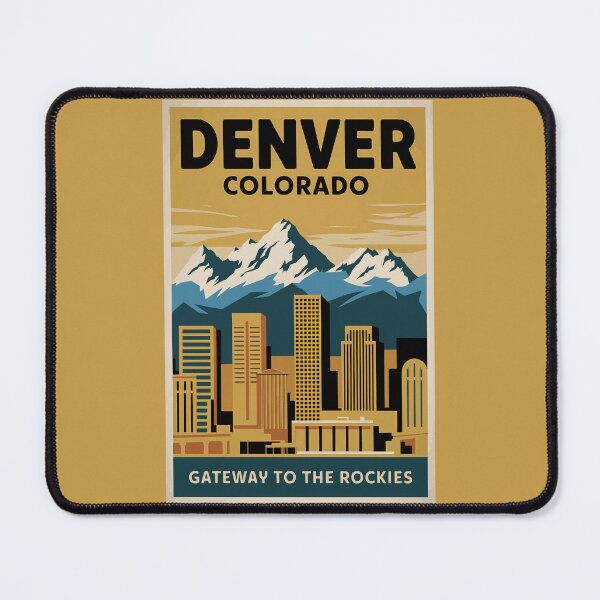 Item preview, Denver Colorado Skyline Travel Art Vintage designed and sold by KrisSidDesigns.