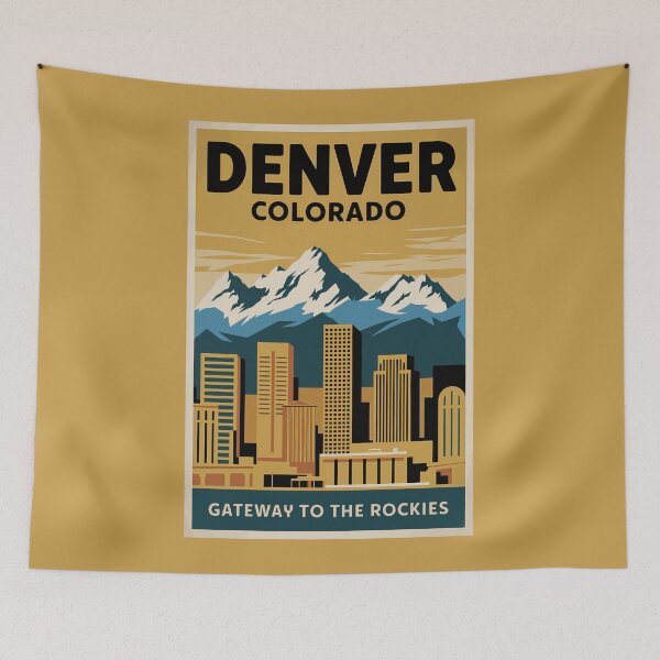 Item preview, Denver Colorado Skyline Travel Art Vintage designed and sold by KrisSidDesigns.