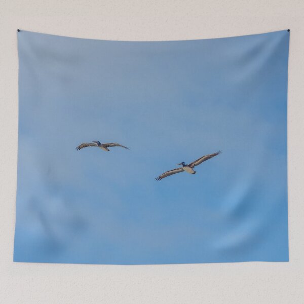 Item preview, Two Pelicans Soaring in the Blue Sky designed and sold by SafariByMarisa.