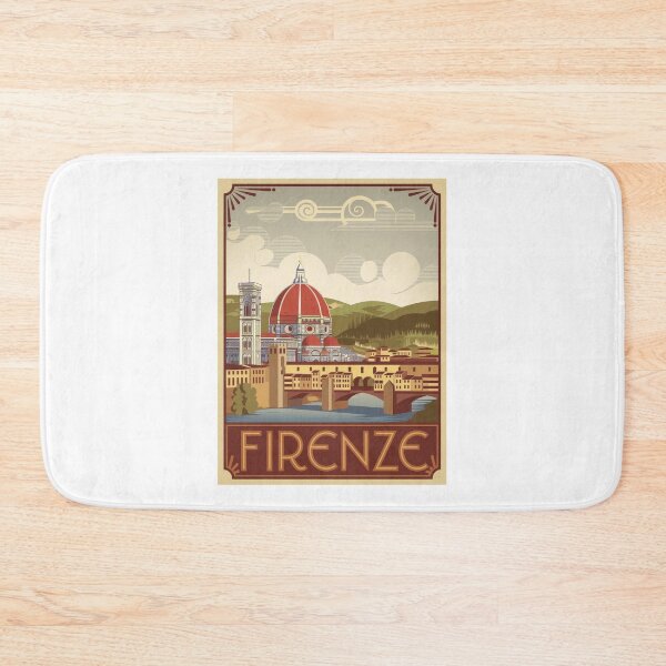 Item preview, Vintage travel poster Firenze - Florence Italy - Retro Minimal Design of the Ponte Vecchio & Tuscany designed and sold by pod24.