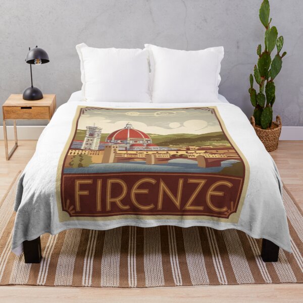 Item preview, Vintage travel poster Firenze - Florence Italy - Retro Minimal Design of the Ponte Vecchio & Tuscany designed and sold by pod24.