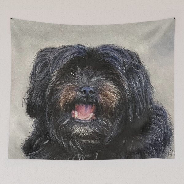 Item preview, Small black long haired dog designed and sold by NathBros.