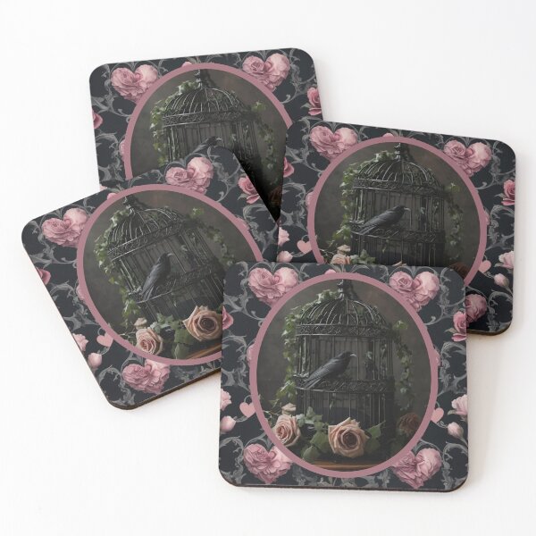 Item preview, Romantic Victorian Gothic Raven With Birdcage and Roses designed and sold by dreamparlor.