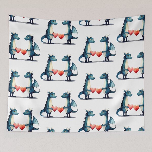 Item preview, Watercolor dragon family, watercolor dragons, valentine day, love, adorable animals designed and sold by Victoria Riabov.