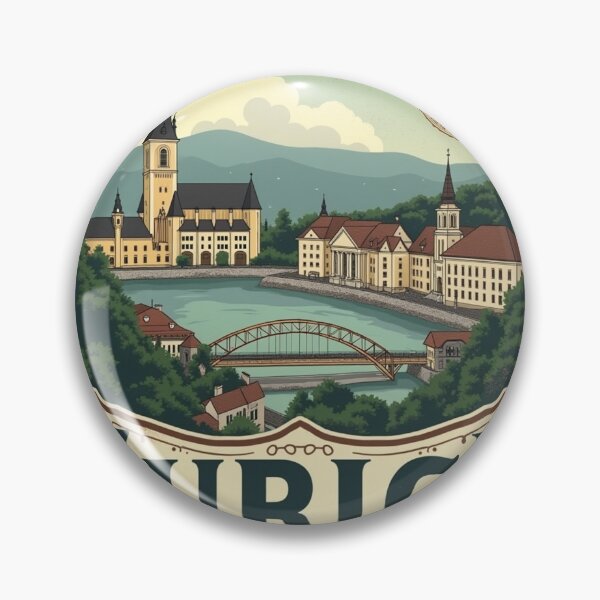 Item preview, Zurich Retro Vintage Aesthetic – Swiss Travel Art designed and sold by rayaARTs.