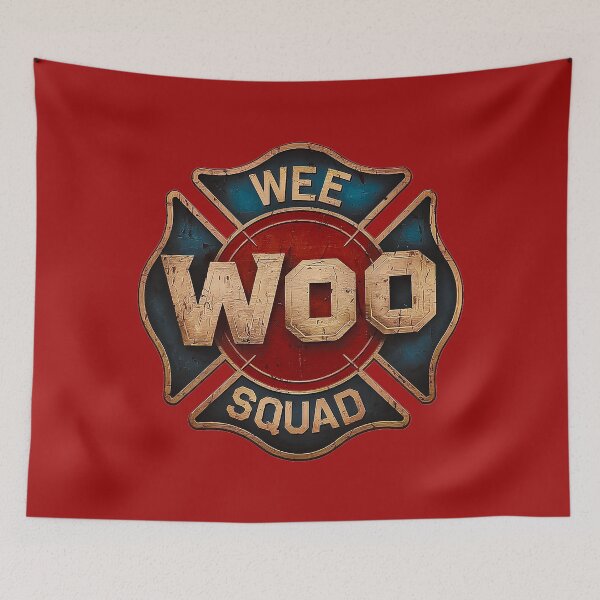 Item preview, Wee Woo Squad Firefighter Badge Retro Style Fireman designed and sold by Amanda's Factory.