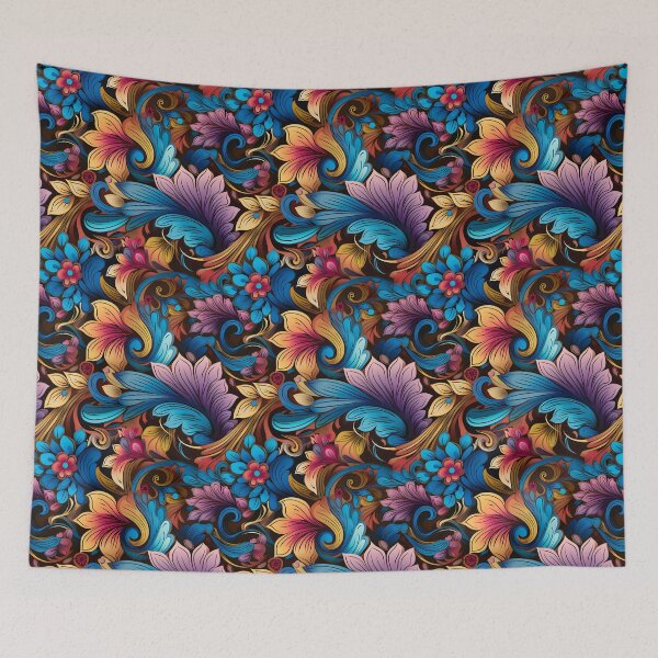 Item preview, Groovy Purple and Blue Flourish Pattern designed and sold by WatercolorLane.
