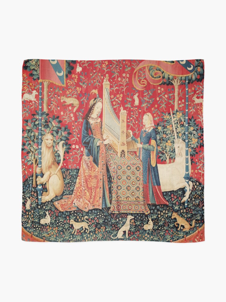 Alternate view of UNICORN AND LADY PLAYING ORGAN WITH ANIMALS , Hearing Scarf