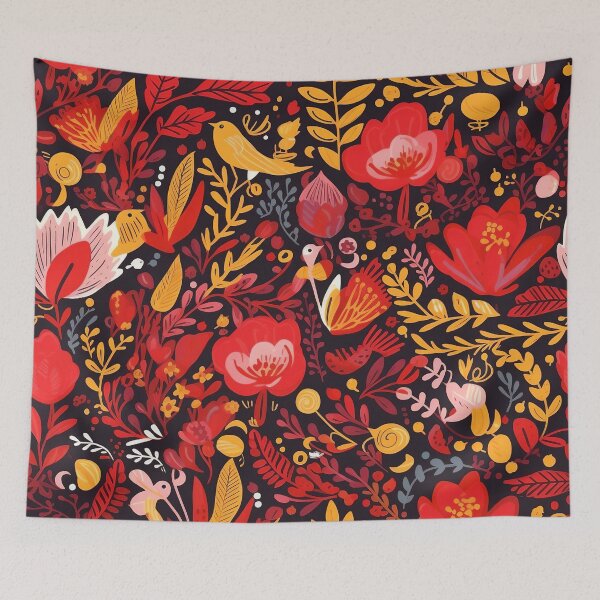 Item preview, Red Floral Seamless Pattern designed and sold by bubblegoth.