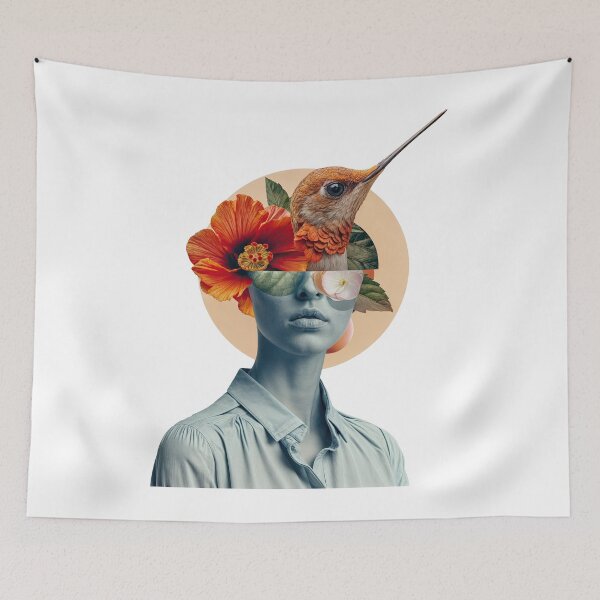 Item preview, Collage Wall Art / T-shirt Design: HUMMINGBIRD GIRL designed and sold by ForeverPrintsOK.