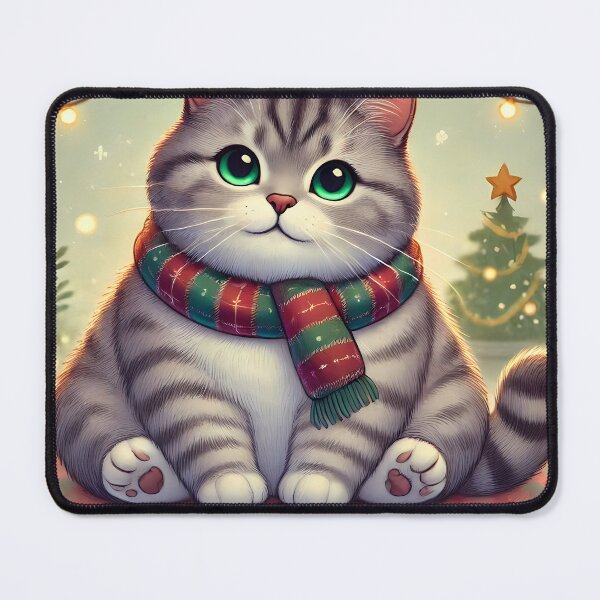 Item preview, Purr-fect Holiday Wishes | Adorable Grey Tabby Cat with Holiday Scarf designed and sold by ArizonaWitches™ .