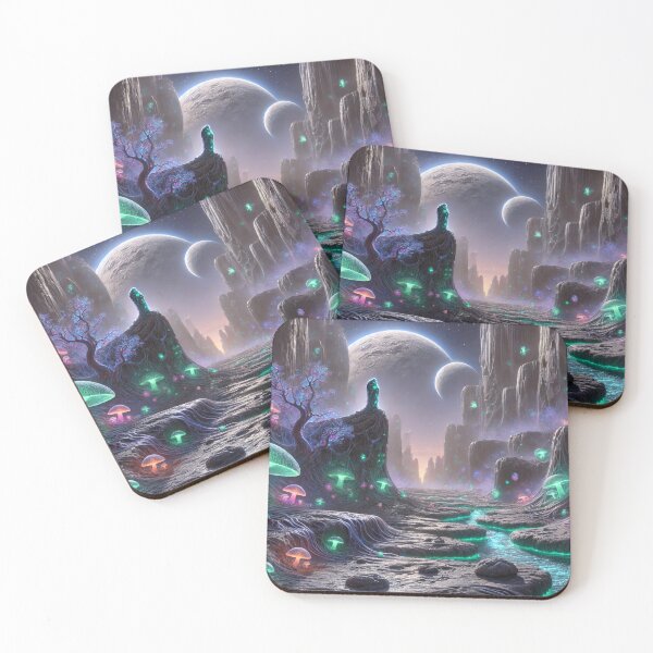 Item preview, Alien Planet with Glowing Mushrooms designed and sold by QuirkWears.