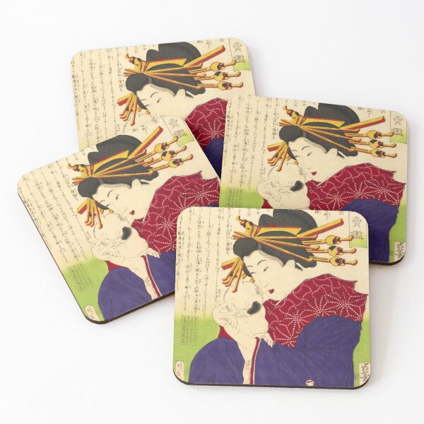 Item preview, " Courtesan Usugumo with cat" 1876 by Yoshitoshi from series "Mirror of Beauties Past and Present"  designed and sold by 2ndBloom.