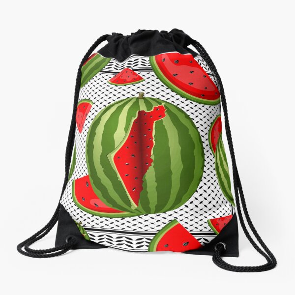 Watermelon Palestine Map Slice Drawstring Bag