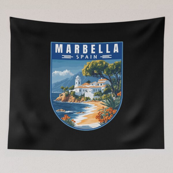 Item preview, Retro Marbella in Malaga Spain Travel Art Landscape designed and sold by MaateoDesign.
