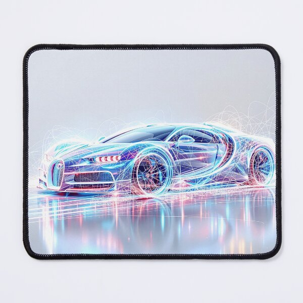 Aperçu de l'œuvre Bugatti Neon aux lignes futuristes créée et vendue par Zykeconception.