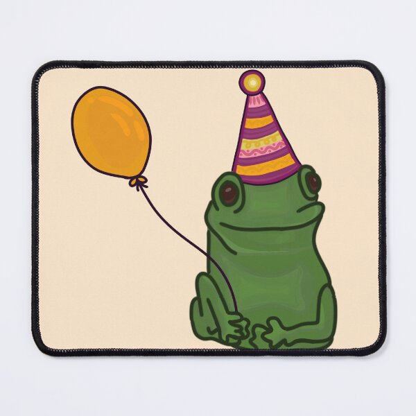 Item preview, Frog with a party hat and a balloon  designed and sold by PrettyPinkyLady.