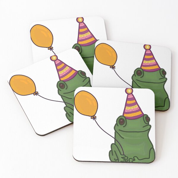 Item preview, Frog with a party hat and a balloon  designed and sold by PrettyPinkyLady.