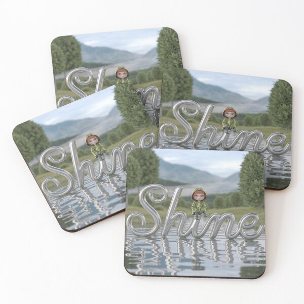 Item preview, Metallic Script 'Shine' on Reflective Water with Doll Figure designed and sold by Creative88Art.