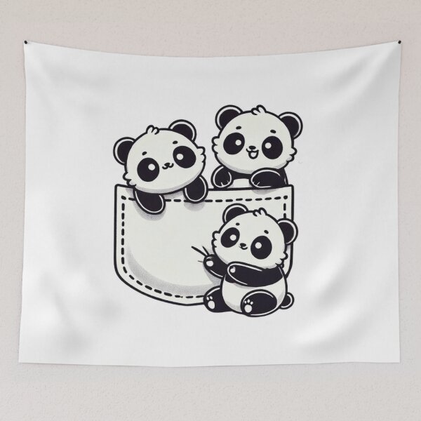 Item preview, For Panda Lovers Cute Kawaii Baby Pandas In Pocket  designed and sold by SztylishDesigns.