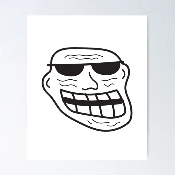 troll face with glasses and cigarette funny sounds Drunk Troll Face PNG Free