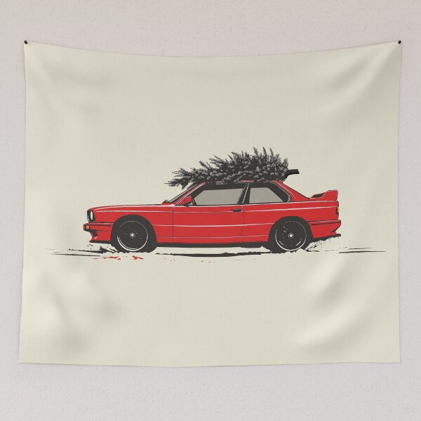 Item preview, 1988 Classic Red Sedan Sports car with Christmas tree designed and sold by blackdogshop.
