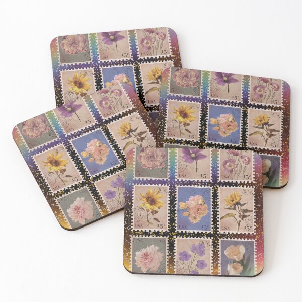 Item preview, Vintage Floral Postage Stamps, postmarks designed and sold by Eternity Eventually.