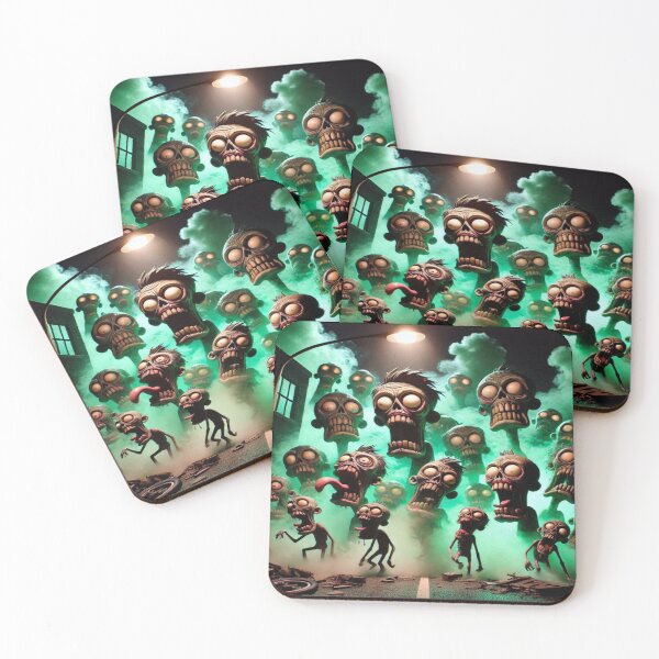 Item preview, Cartoon Zombie Horde Emerging from Foggy Streets designed and sold by Imaginarium of Chaos falcon88 .