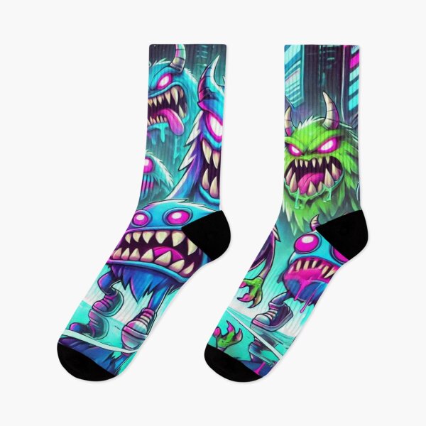 Item preview, Neon Cartoon Monsters in a Cyberpunk City designed and sold by Imaginarium of Chaos falcon88 .