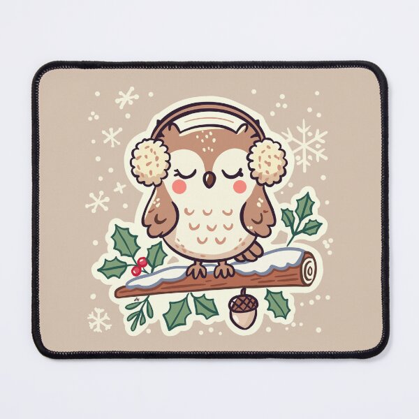 Item preview, Winter Owl with Earmuffs and Snowflakes | Festive Holiday Art designed and sold by ArtbyPriscilla.