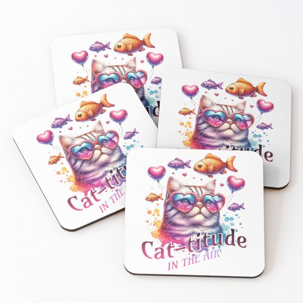 Item preview, Cat-titude in the Air – Stylish cat design with heart glasses designed and sold by PureCharmFash.