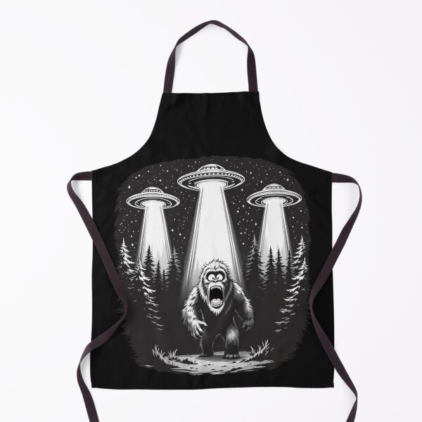 Item preview, Bigfoot Meets UFOs Monochrome Retro Art designed and sold by Adrian Kane.