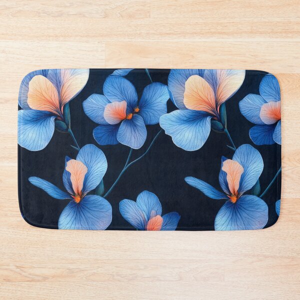 Item preview, Bright iris flowers in midnight blue designed and sold by MindKunst.