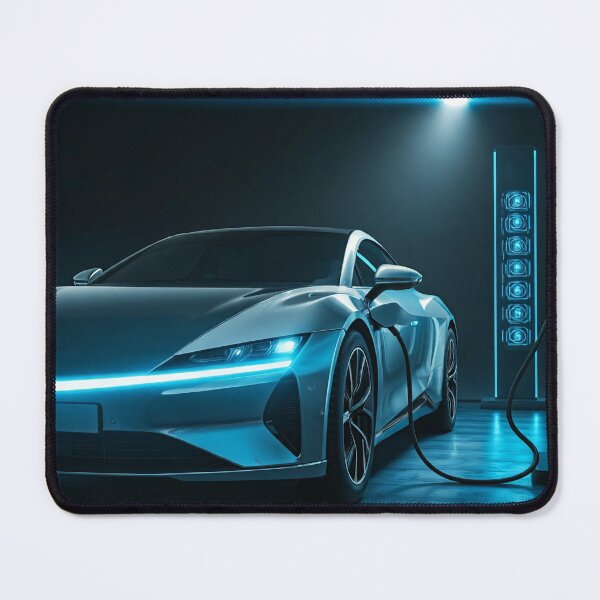 Item preview, A futuristic electric car charging at a glowing station in a dark, atmospheric setting designed and sold by homydesign.