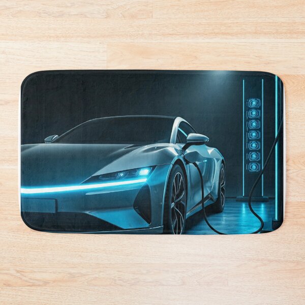 Item preview, A futuristic electric car charging at a glowing station in a dark, atmospheric setting designed and sold by homydesign.