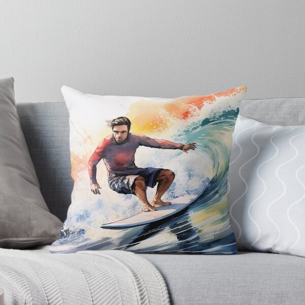 Item preview, A surfer riding a large wave, captured in a dynamic and colorful illustration designed and sold by homydesign.