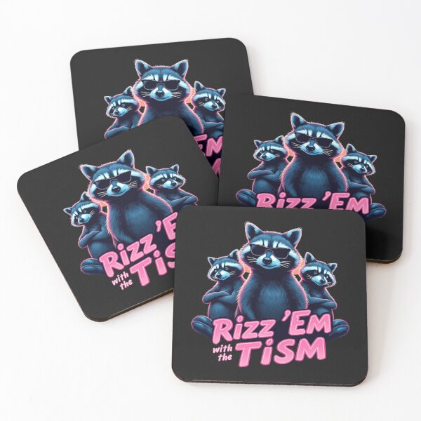 Item preview, Raccoon Trio Rizz 'Em With the Tism Retro Neon designed and sold by Adrian Kane.