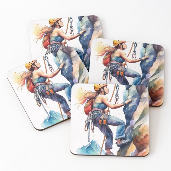 Item preview, A climber ascends a rugged rock face, equipped with safety gear and a helmet, showcasing the thrill and challenge of rock climbing designed and sold by homydesign.