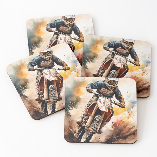 Item preview, A dynamic illustration of a motocross rider in action, with vibrant splashes of color and motion designed and sold by homydesign.