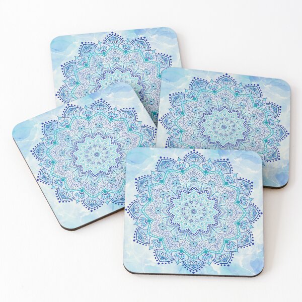 Item preview, Winter Floral Garden Mandala Ocean Blue Lotus Detailed Mandala with Intricate Patterns designed and sold by cosmiccircles01.