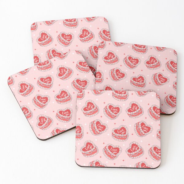 Item preview, Pink Heart-Shaped Valentine Cake, I Love You Vintage Cake designed and sold by newburyboutique.