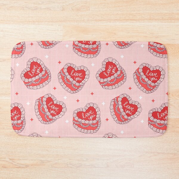 Item preview, Pink Heart-Shaped Valentine Cake, I Love You Vintage Cake designed and sold by newburyboutique.