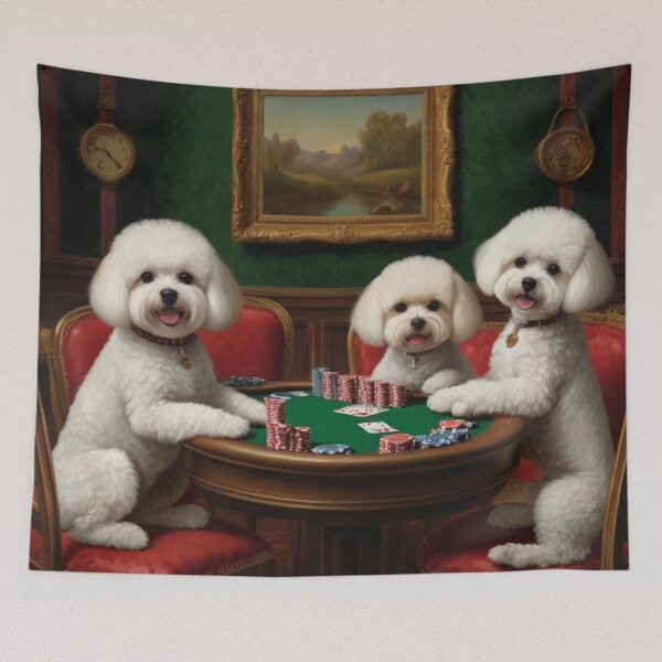Item preview, Dogs Playing Poker Bichon Frise breed Bichons Frises Dog Card Game Cards designed and sold by Draculaura2009.