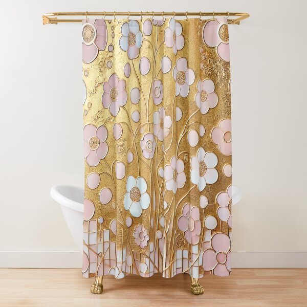 Klimt Shower Curtain, Fine Art Shower, Green Shower Curtain, Nature Bathroom, Fine Art Painting, Floral Bathroom, store Klimt Painting