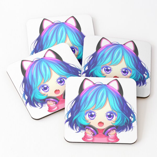 Item preview, Chibi gamer girl blue, purple designed and sold by Utafoxyart.