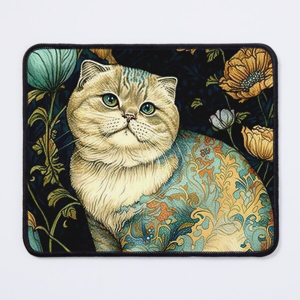 Item preview, Cat : Colorful Tattooed Feline in Flowers Abstract Whimsical Print designed and sold by posterbobs.