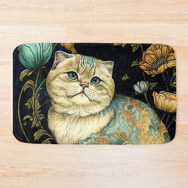 Item preview, Cat : Colorful Tattooed Feline in Flowers Abstract Whimsical Print designed and sold by posterbobs.