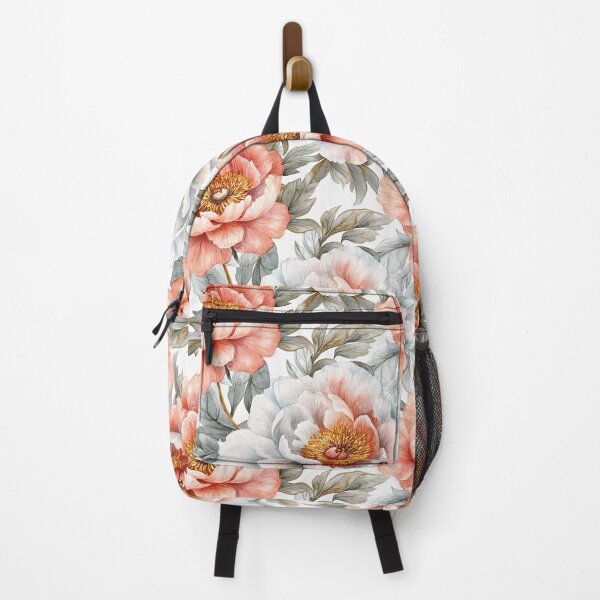 Item preview, Pretty Peach and Ivory Baroque Peony Flower Pattern designed and sold by WatercolorLane.